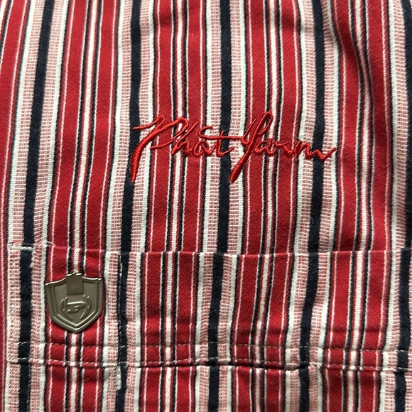 PHAT FARM VINTAGE 90s Y2K RED WHITE STRIPE LONG SLEEVE BUTTON DOWN SHIRT. 3XL - Picture 4 of 9